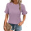 Damen-Strickpullover Leicht Kurzarm Violett Größe XL 1