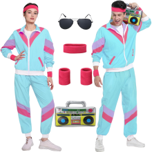 Kostüm Verkleidung Halloween Retro 80er 90er Jahre Unisex Blau 3XL