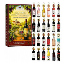 Adventskalender met wijnfles voor 2026, 24-daagse acryl kerstcountdown-versiering