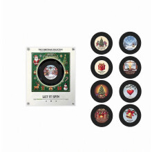 Kerstmagnetische muziekkoelkastmagneet met aanraakbediening voor vinylplatenspeler, kerstmagnetische koelkastmagneet met nachtlampje en ingebouwde LED