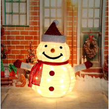 Beleuchtete Weihnachtsdekoration für den Außenbereich, Weihnachtsfiguren, Weihnachtsmann-Schneemann mit 40 LEDs, faltbar