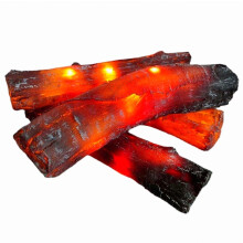 Troncos eléctricos para chimenea con llamas LED realistas, calefactor eléctrico sin llama para decoración navideña del hogar, 22 cm.