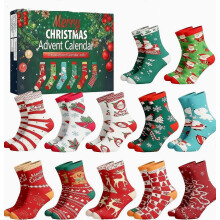 Calendario a tema natalizio, scatola regalo a sorpresa per uomo e donna, calzini di coppia autunno/inverno a tubo medio, calendario del conto alla rov