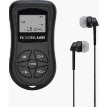 Radio FM de poche à piles, mini radio stéréo 60-108 MHz, récepteur FM portable avec DSP, écran LCD et écouteurs (8,5 x 4,6 x 2 cm)