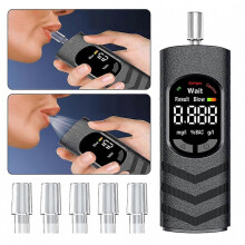 Alcoholtester, professionele ademtest met 5 mondstukken, zeer nauwkeurige digitale alcoholdetector, draagbare ademalcoholtester voor persoonlijk gebru