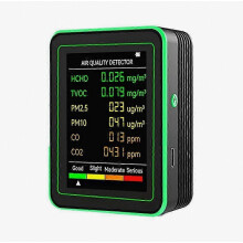 6-in-1-Luftqualitätsmonitor mit Formaldehyd-, PM25- und CO2-Erkennung, Präzisionsmessgerät in ppm
