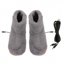 Verwarmde voeten met USB-oplaadfunctie, zachte, comfortabele, elektrische pluche schoenen voor de koude winter, grijs, herenmaat 39-43YMMR)