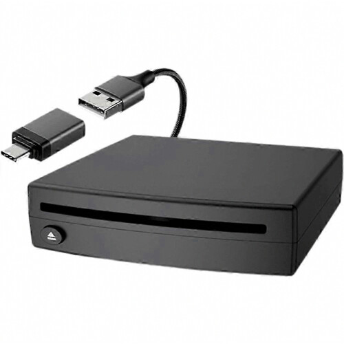 Portable External CD Player USB Plug & Play for Car Laptop Desktop TV Computer, Compact Lightweight CD Player with Adapter, ABS Construction