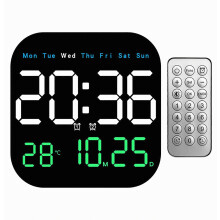 Grande orologio da parete digitale a LED con telecomando, indicazione di temperatura, data e giorno della settimana, ideale per camera da letto, soggi