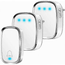 Timbre inalámbrico de largo alcance con 36 melodías, 4 niveles de volumen, 1 botón resistente a la intemperie y 2