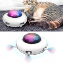 Giocattolo interattivo per gatti e cuccioli, disco volante girevole elettrico intelligente ricaricabile tramite USB con piuma