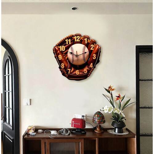 Flat baseball glove wall clock - A decorative accessory suitable for various social gatherings 2
