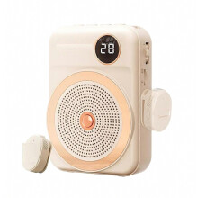 Stemversterker voor docenten met draadloze dasspeldmicrofoon, draagbare Bluetooth-microfoon en luidspreker.