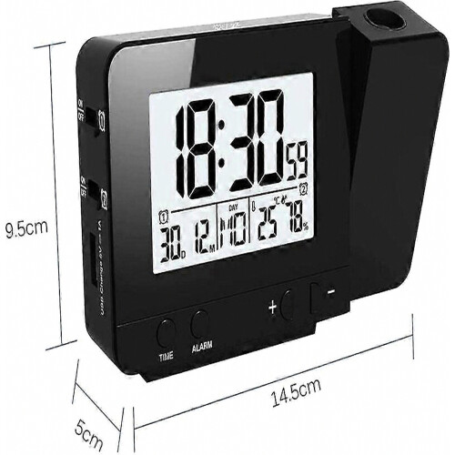 Projection Alarm Clock, 180 Adjustable Projection Dual Alarm Clock, Temperature and Humidity Display, Home LED Electronic Clock 1