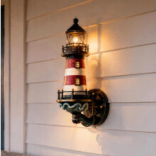Retro Lighthouse Wall Light for Porch Patio, Waterproof Nautical Sconce for Beach House Decor