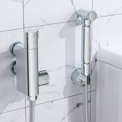 NES Home Bidet Douche & Mini Thermostatic Bar Valve with Spray Kit