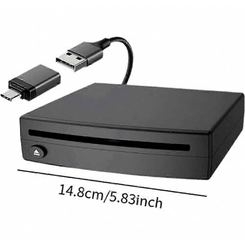 Portable External CD Player USB Plug & Play for Car Laptop Desktop TV Computer, Compact Lightweight CD Player with Adapter, ABS Construction 2