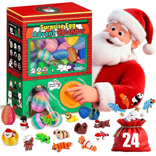 Animals Advent Calendar 2026 with Capsule Vending Machine,24 Surprise Egg with Figure Inside