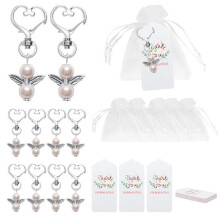 20 sets beschermengel sleutelhanger bruiloft doop mini aandenken vleugels hanger decoratieve sieraden