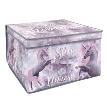 (Unicorn) The Magic Toy Shop Large Collapsible Storage Box Folding Jumbo Storage Chest Kids Room Toy Box