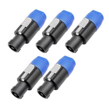 5Pcs Connector 4 Core Audio Speaker Plug Solderless NL4 Speaker Plug 4 Core Audio Connector for Stage Speaker