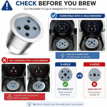 4er-Pack Wiederverwendbare K-Cups für die Kaffeemaschinen K und für K- , 5-Loch-Edelstahl-K-Cups, Leicht zu Reinigen