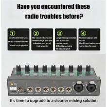 8-Channel Audio Mixer with 48V Phantom Power Supply Rechargeable Mix Expander Sound Processor 6.5 Microphone Effects