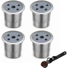 4er-Pack Wiederverwendbare K-Cups für die Kaffeemaschinen K und für K- , 5-Loch-Edelstahl-K-Cups, Leicht zu Reinigen