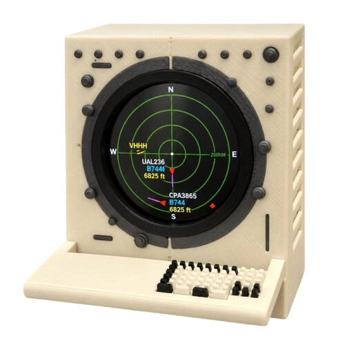ADS-B Flight Tracker USB-C Desktop  Retro Computer Design 1.28 Inch WiFi Silent Aviation Receiver 3D-Printed Case