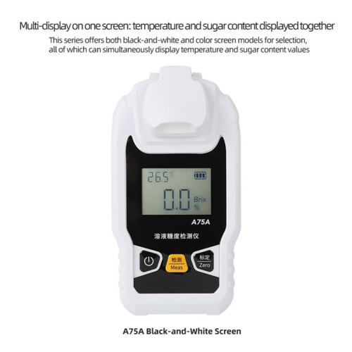 -T A75 Digitales Refraktometer 0-55% Brix-Messgerät Farbdisplay Typ-C ATC Zuckermessgerät mit Datenspeicherung USB-Export 1