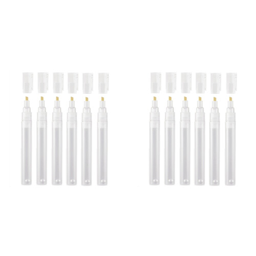 12Pcs Empty Fillable Blank Paint Touch  Pen Markers,Round Tilted- Paint  Pens 6mm