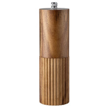 Macinapepe In Legno con Coperchio Rotondo da 6 Pollici, Macinino Manuale In Legno Massello A Righe per Pepe Nero e Sale Marino, Ideale per La Cucina