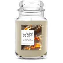 Yankee Candle Ámbar & Sándalo, Vela Aromática, Tarro Grande de 22oz con hasta 150 Horas de Tiempo de Quema