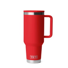 YETI Rambler 40 oz Reisebecher mit Flip-Strohhalm - Edelstahl, Vakuumisoliert, Auslaufsicher, Becherhalterfreundlich, Rescue Red