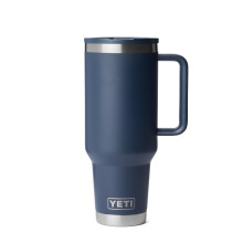 YETI Rambler 40 oz Reisebecher mit Flip-Strohhalm - Edelstahl, Vakuumisoliert, Auslaufsicher, Für Becherhalter, Navy