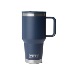 YETI Rambler 30 oz Reisebecher mit Flip-Strohhalm - Edelstahl, Vakuumisoliert, Auslaufsicher, Becherhalterfreundlich, Marine