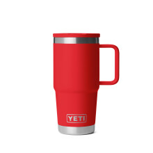 YETI Rambler 20 oz Reisebecher mit Flip-Strohhalm - Edelstahl, Vakuumisoliert, Auslaufsicher, Becherhalterfreundlich, Rescue Red
