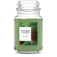 Yankee Candle, Vela Aromática Balsam & Cedar, Tarro Grande de 22oz con hasta 150 Horas de Quemado