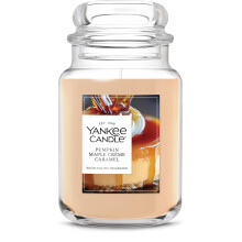 Yankee Candle Pumpkin Maple Crème Caramel, Geurige Kaars voor de Feestdagen, 22oz Grote Pot