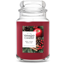 Yankee Candle Rode Appel Krans, Geurige Kaars voor de Feestdagen, 22oz Grote Pot met Tot 150 Uur Brandtijd