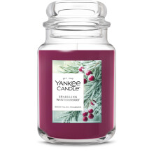 Yankee Candle Sparkling Winterberry, Geurkaars voor de Feestdagen, 22oz Grote Pot, Tot 150 Uur Brandtijd