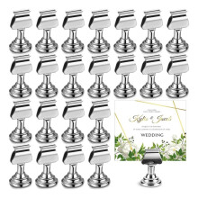 24 Pcs Wedding Table Number Holders Metal Place Card Holder Place Card Holder for Weddings Restaurants Silver