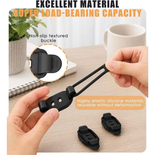 15 Set Cable Management Clips, Adjustable Cord Holder Organizer Self Adhesive Cable Clips with Elastic Loop & Zip Ties 2