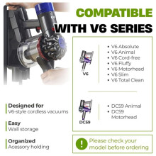 Compatible with V6 Handheld Vacuum Wall Mount Charger Holder Docking Station Sturdy Replacement Vacuum Holder with Attachment