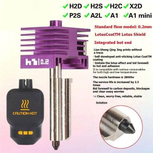 3D Printer Print  for P2S A1 A1  H2D H2C X2D H2S Hot End for  P2S 3D Printer Print  0.2mm 1