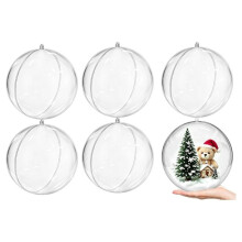 6 Pcs Christmas Large Clear Fillable 6.14 in Balls Ornaments Dome Mold Shells,Transparent Plastic Balls