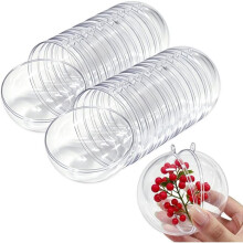 20 Pcs Clear Fillable Ornament Balls,3.15"DIY Transparent Plastic Thickened Spherical Assembled for Christmas