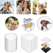 30 Pieces 5mm Thick Magnets with Adhesive Backing for DIY Decoration 15 Pieces 5 X 5 cm Square and 15 Pieces 5 cm Round