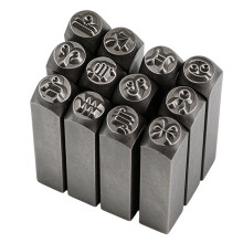12Pcs Metal Stamps Set - Leather Crafting Embossing Tool Kit for Jewelry, Metal, Clay Art Projects