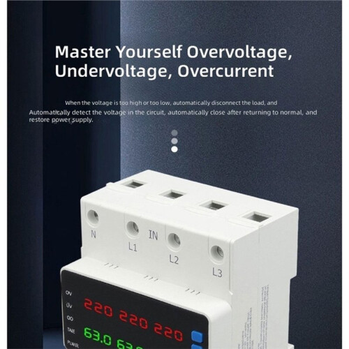 3 Phase Adjustable Voltage Current Protector Digital Display over/Under Voltage Overcurrent Protective, Self-Resetting 2